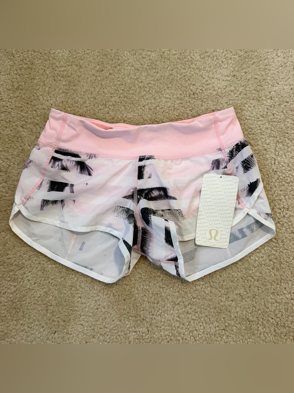 lululemon Run Speed Shorts 4-Way Stretch Sunset Stripe Blush Quartz Multi Size
